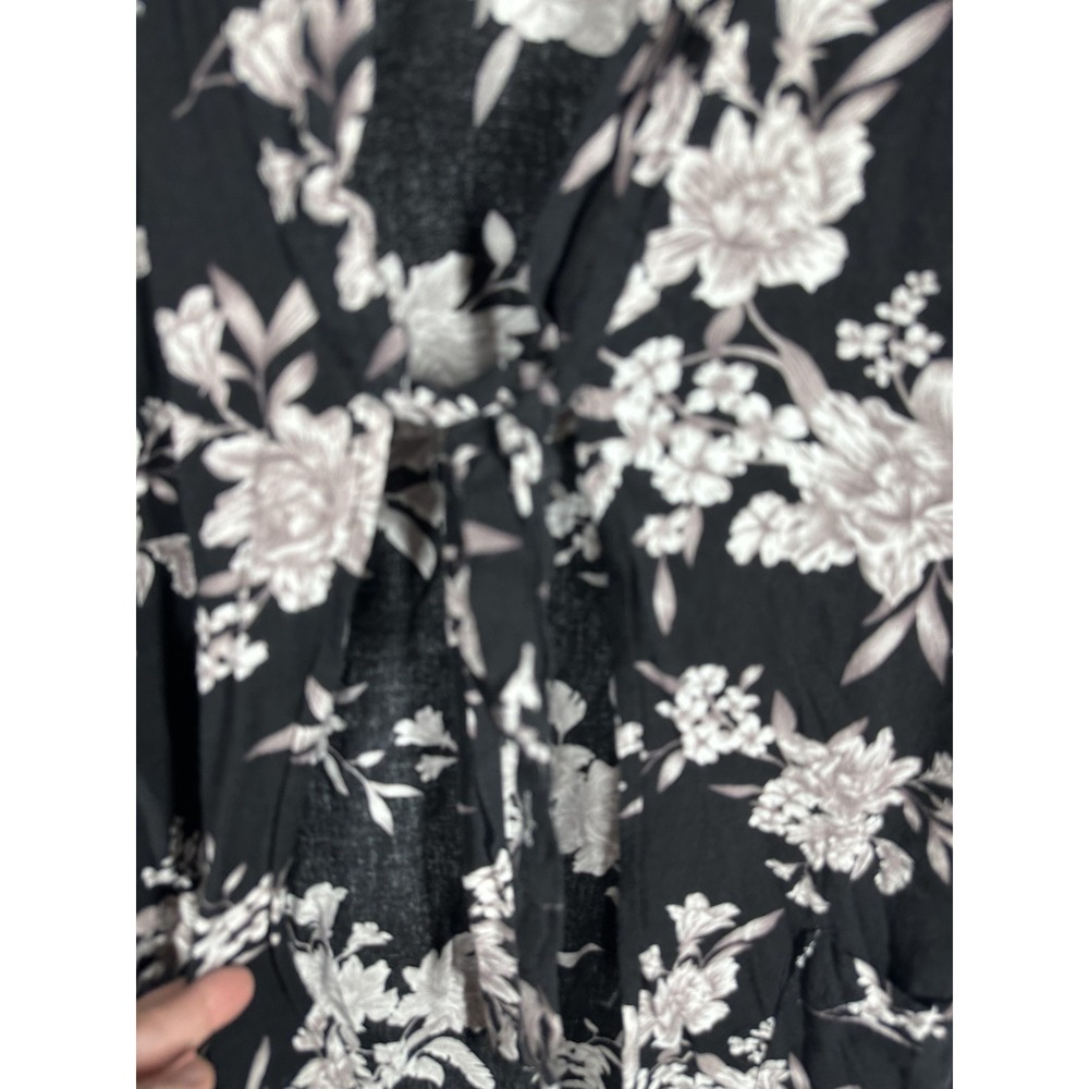 Spiritual Gangster Kimono Blouse Womens S/M Black Floral Tie Waist 3/4 Sleeve - Picture 5 of 10